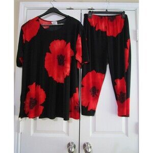 Jostar Shirt Pants Set Womens 3XL Lounge Floral Stretch Made USA Outfit